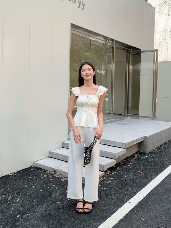 Poppy Flutter Top Ivory