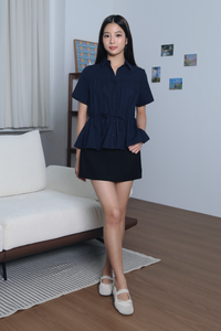 Amour Tie Waist Shirt Navy