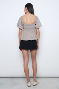 Moonlit Pearl Flutter Sleeves Top Taupe (Backorder)
