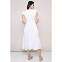 Cher Flutters Midaxi Dress White