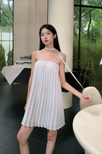 Beryl Floral Pleat Dress White