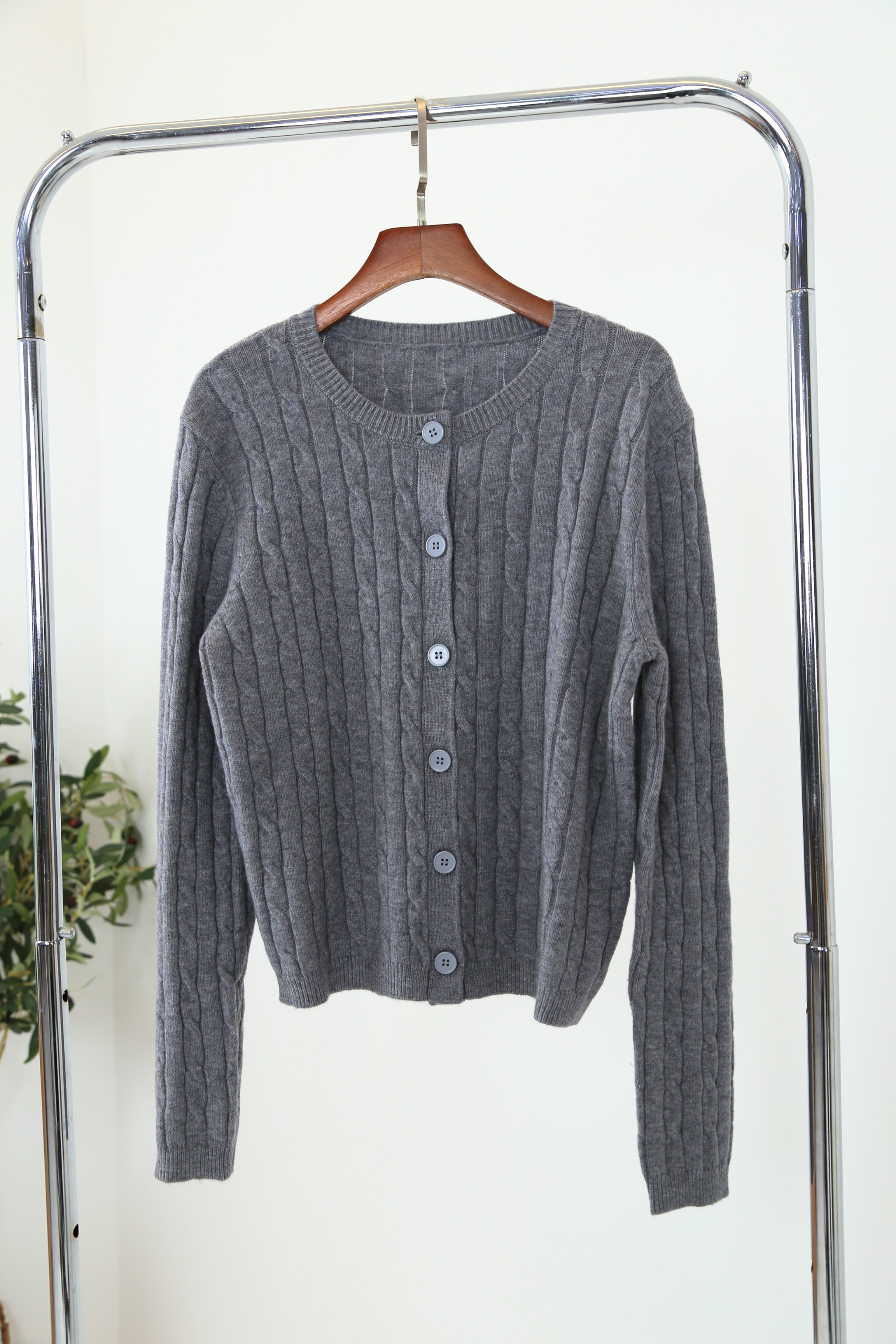 Kaela Cable Knit Cardigan Grey