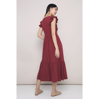 Cher Flutters Midaxi Dress Wine