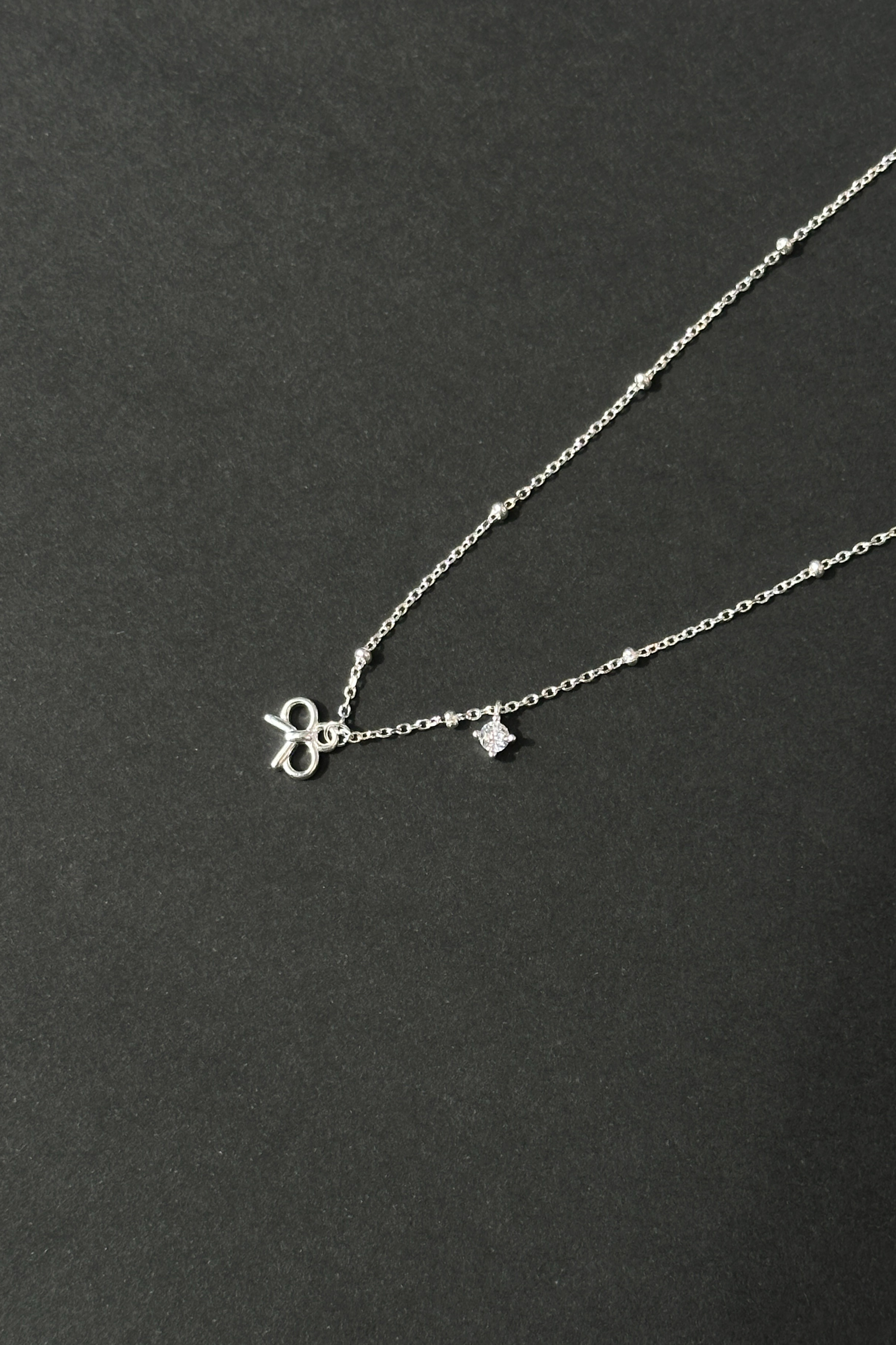 Ballerina Ribbon Necklace Silver