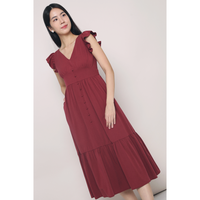 Cher Flutters Midaxi Dress Wine