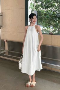 Megga Pleat Midaxi Dress White (Restock)