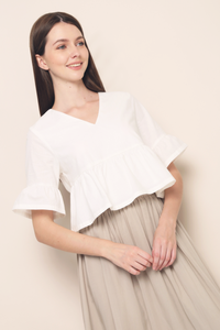 Merleen Ruffle Babydoll Top White