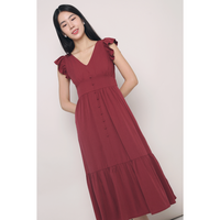 Cher Flutters Midaxi Dress Wine