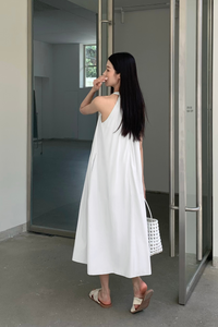 Megga Pleat Midaxi Dress White (Restock)