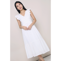 Cher Flutters Midaxi Dress White