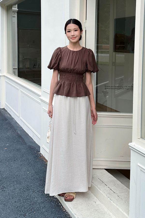 AM to PM Linen Midi Skirt Malt (Backorder)