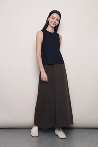 AM to PM Linen Midi Skirt Brown (Restock)