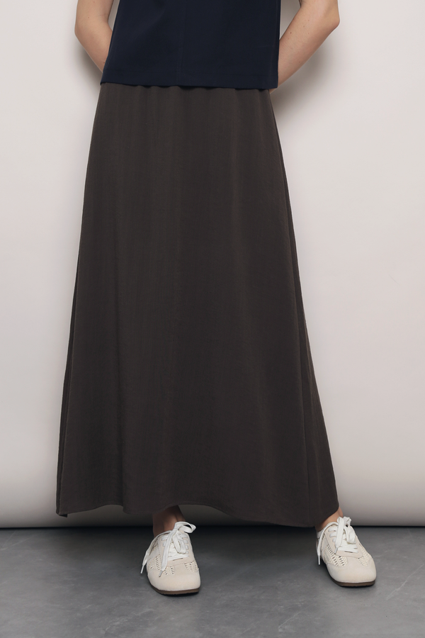AM to PM Linen Midi Skirt Brown (Backorder)