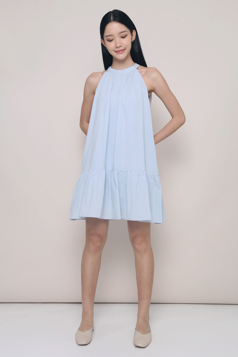 All For Sun Flouncy Dress Powder Blue