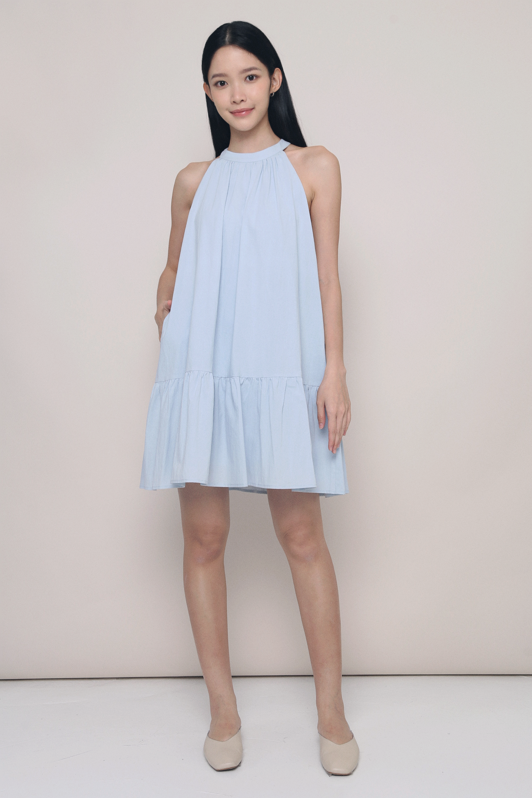 All For Sun Flouncy Dress Powder Blue (Preorder)