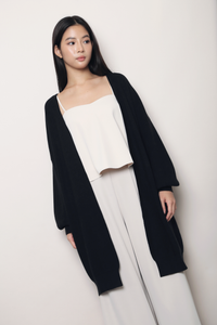 Alpine Longline Knit Cardigan Black