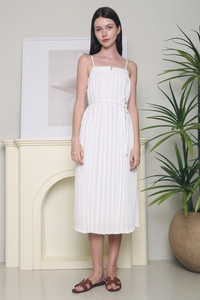 Angeli Pleat Strappy Midaxi Dress White