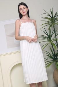 Angeli Pleat Strappy Midaxi Dress White