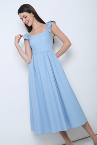Anica Flutter Sleeves Midaxi Dress Blue