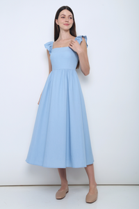 Anica Flutter Sleeves Midaxi Dress Blue
