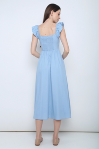 Anica Flutter Sleeves Midaxi Dress Blue
