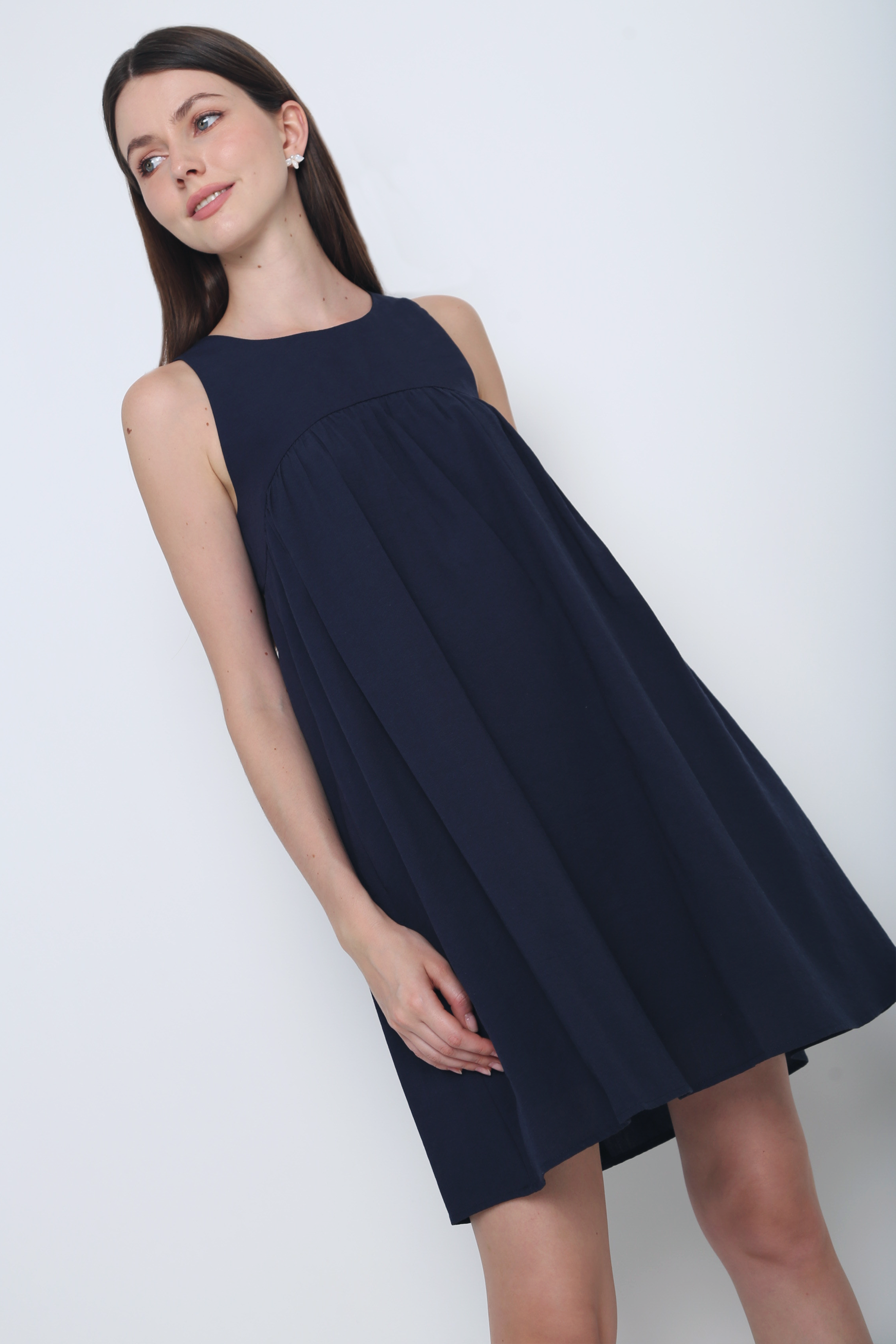 Anya Basic Sleeveless Dress Navy