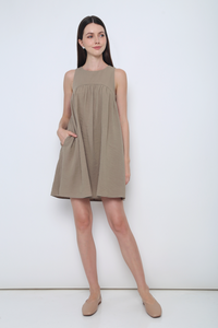 Anya Basic Sleeveless Dress Taupe