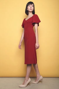 Arista Sweetheart Midi Dress Red
