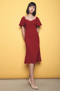 Arista Sweetheart Midi Dress Red