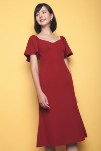 Arista Sweetheart Midi Dress Red