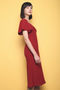 Arista Sweetheart Midi Dress Red