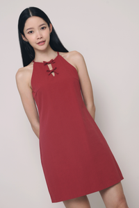 Aurora Bow Dress Burgundy