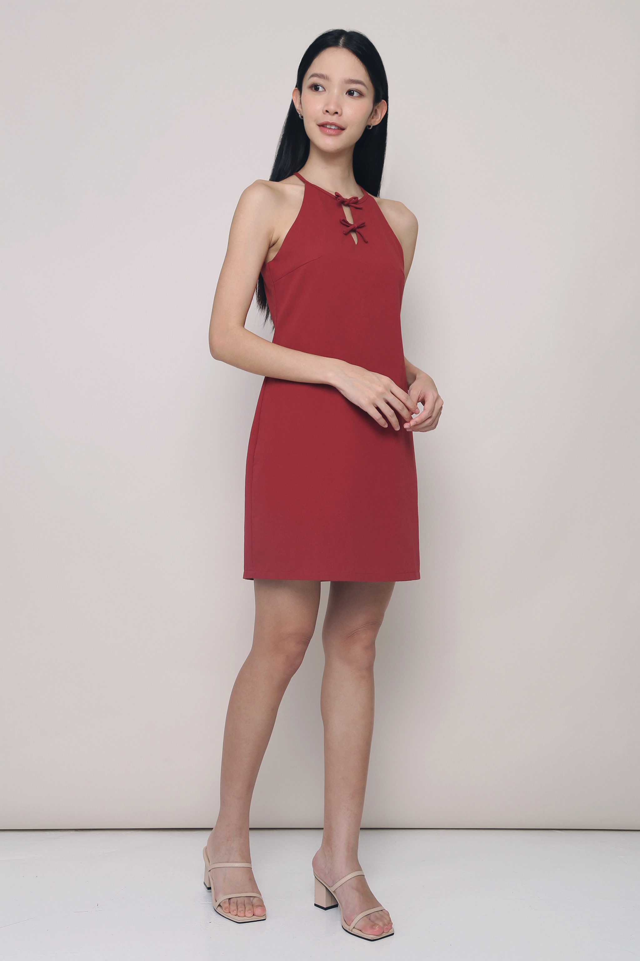 Aurora Bow Dress Burgundy