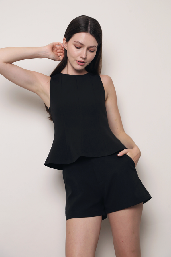 Avenue Peplum Shift Blouse Black