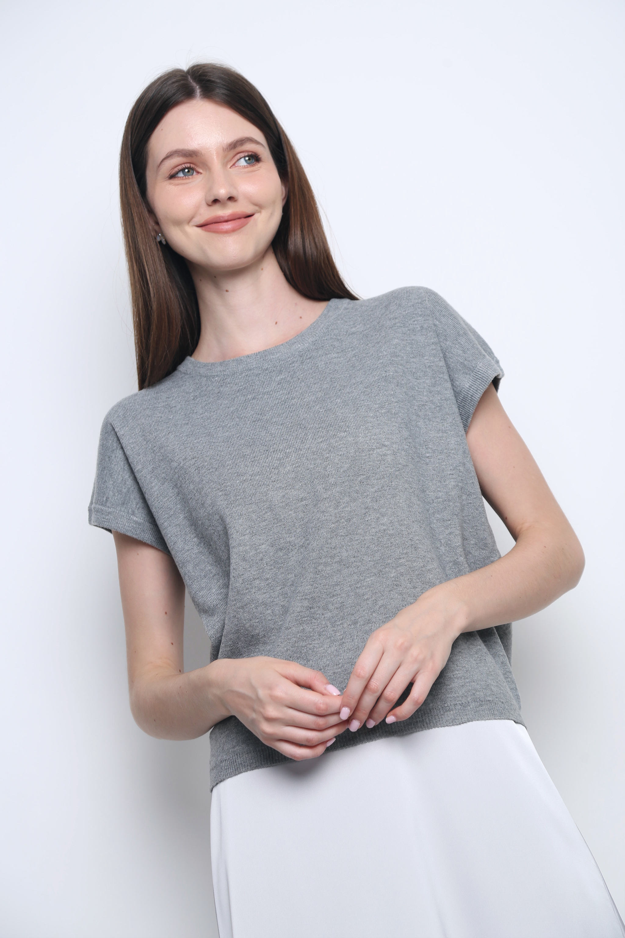 Bare Form Knit Blouse Heather Grey (Restock)