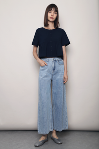 Baileys V2 Button Down Blouse Navy