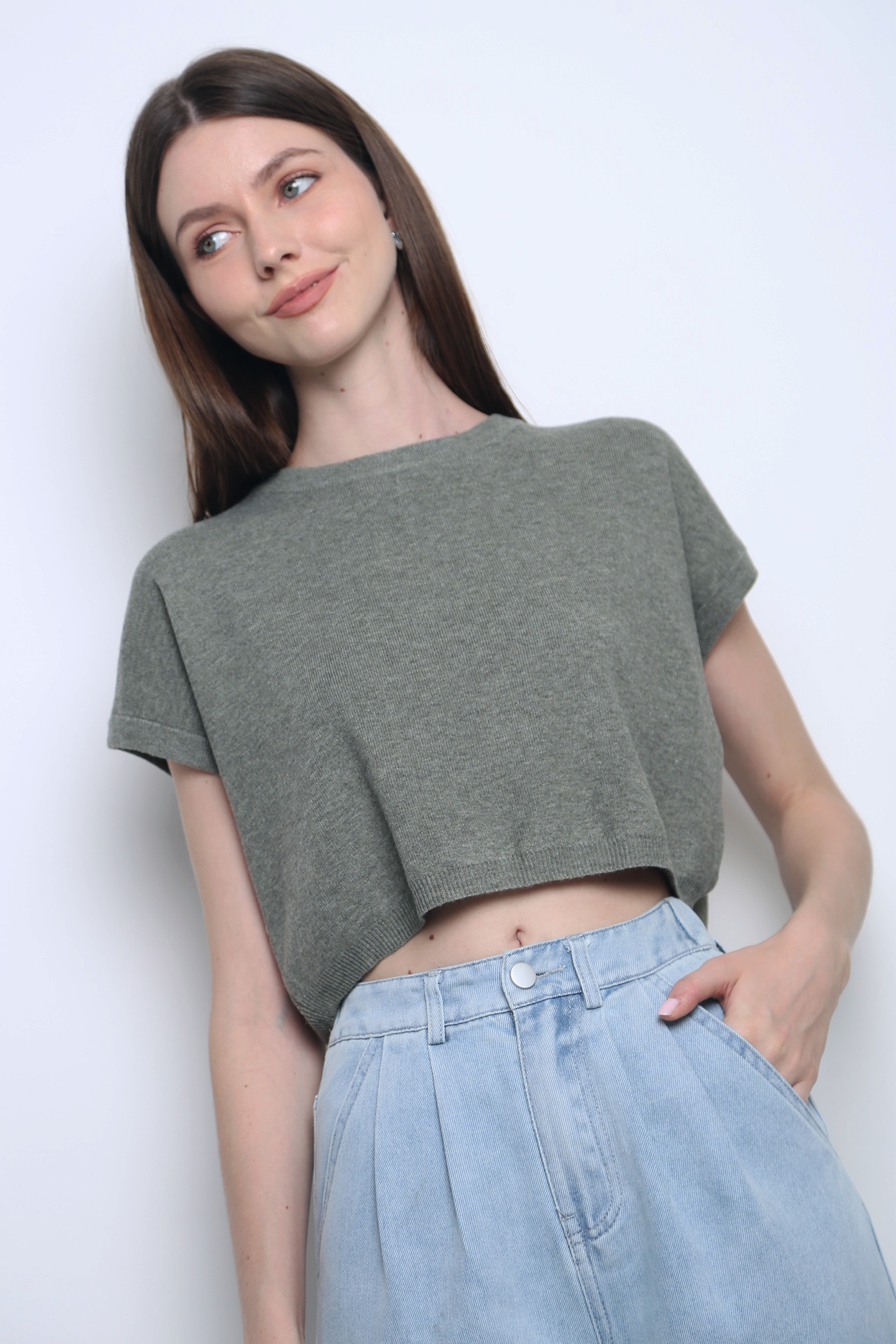 Bambam Cropped Knit Olive