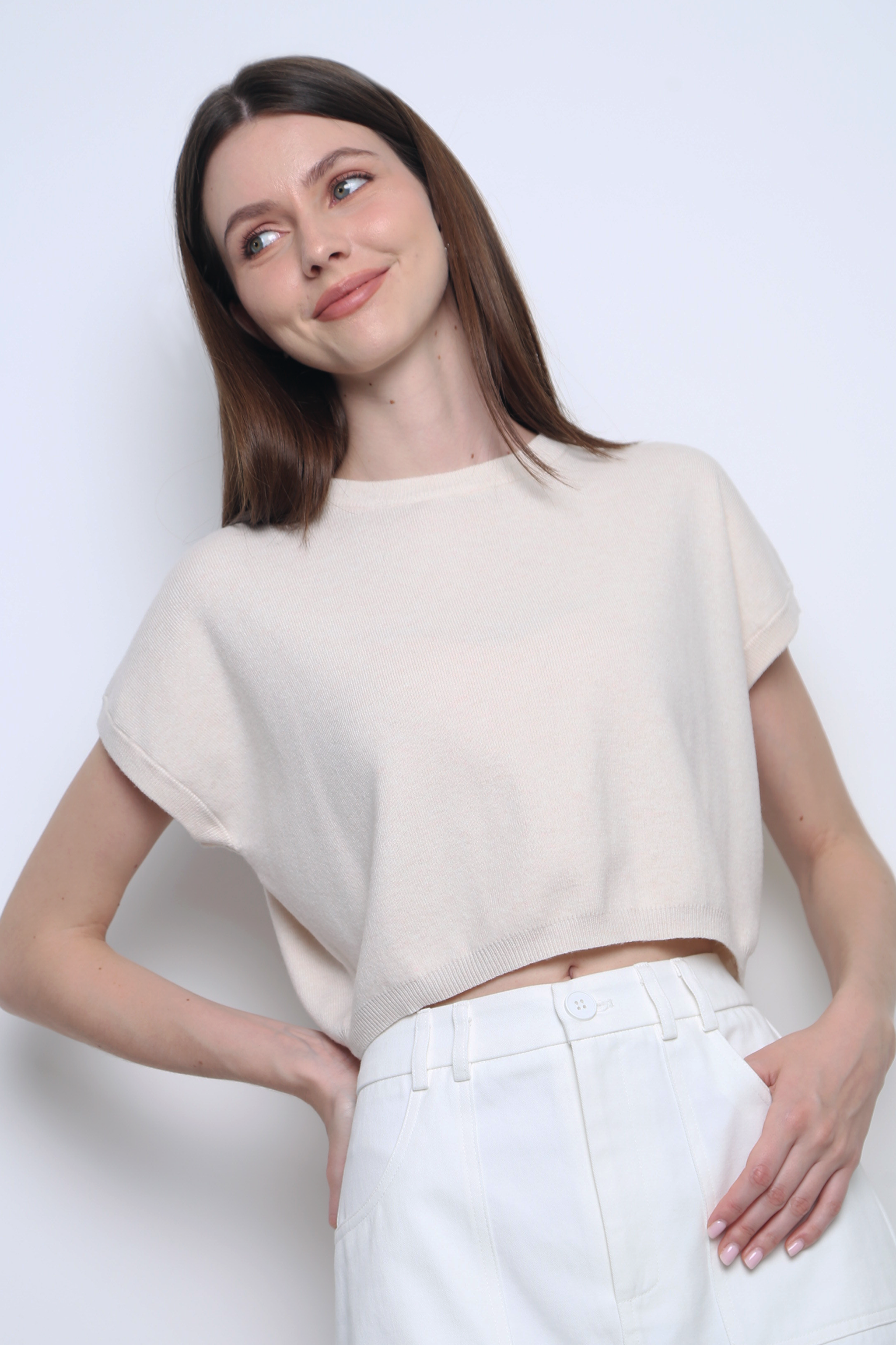 Bambam Cropped Knit Ecru