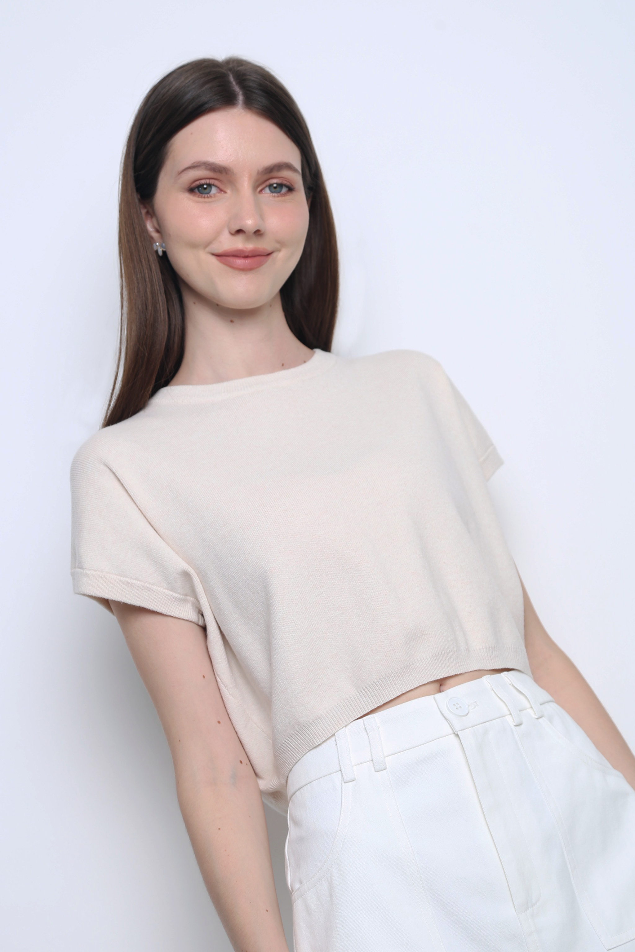 Bambam Cropped Knit Ecru