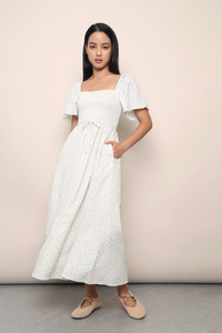 Belgravia Floral Midi Dress Ivory