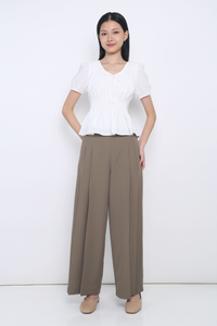Blake Shirred Waist Blouse White