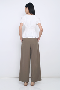 Blake Shirred Waist Blouse White