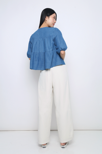 Bluebell Tiered Denim Blouse Light
