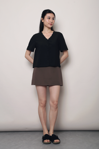 Bondi Scallop Trim Blouse Black