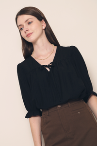 Bonjour Tie Blouse Top Black