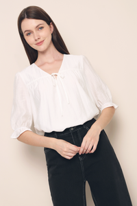 Bonjour Tie Blouse Top White