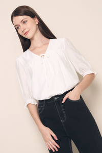 Bonjour Tie Blouse Top White