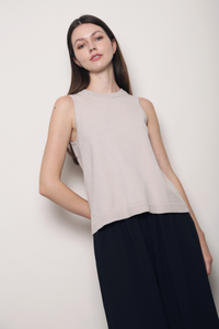 Boulevard Sleeveless Knit Vest Cream