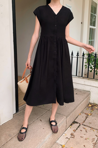 Breigh 2.0 Button Down Midi Dress Black