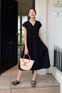 Breigh 2.0 Button Down Midi Dress Black